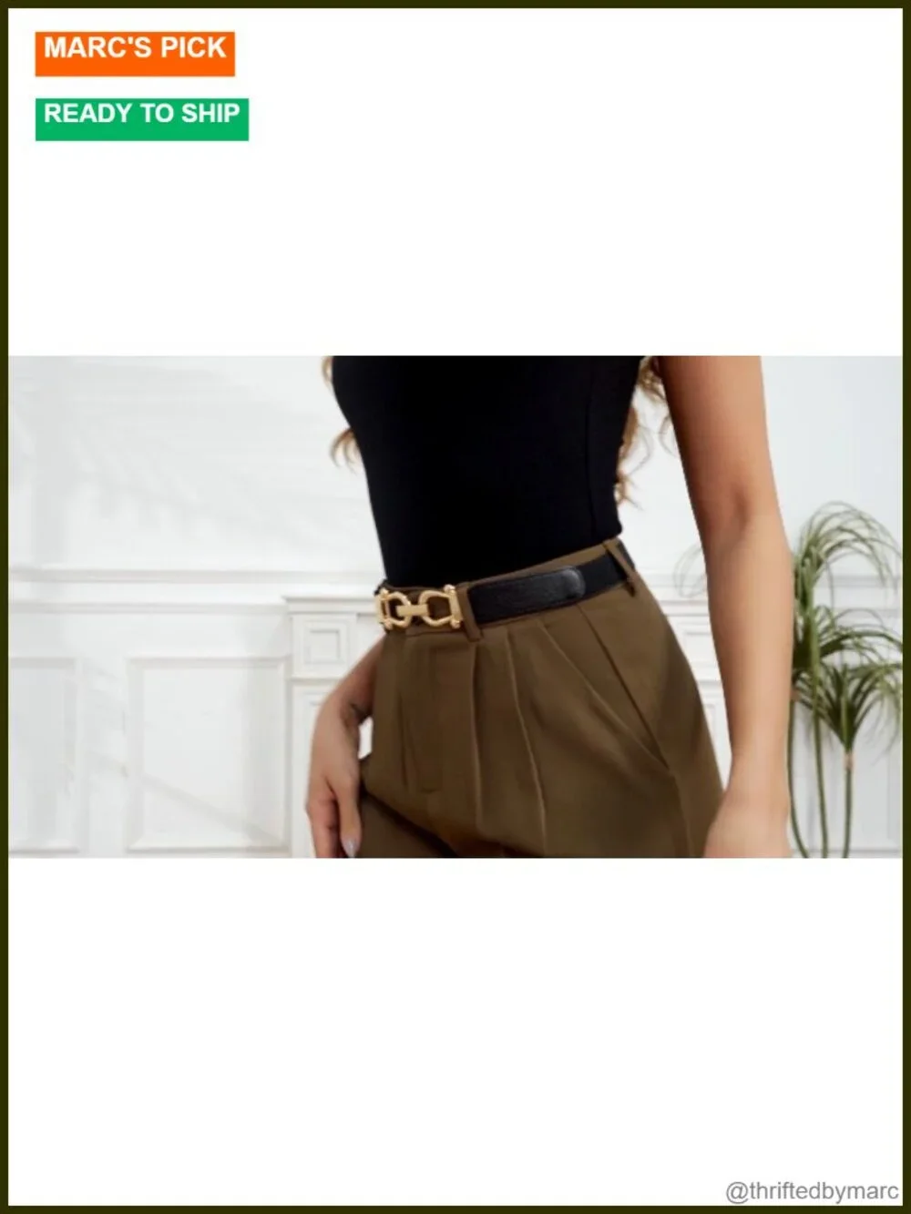 Stretchy Skinny Belt Set with Gold Buckle - 4 Pack
